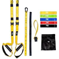 PIBE Entrenamiento Suspensión- Trainer Suspension Fitness Pro con Accesorios para Entrenar en Casa con 5 Bandas…